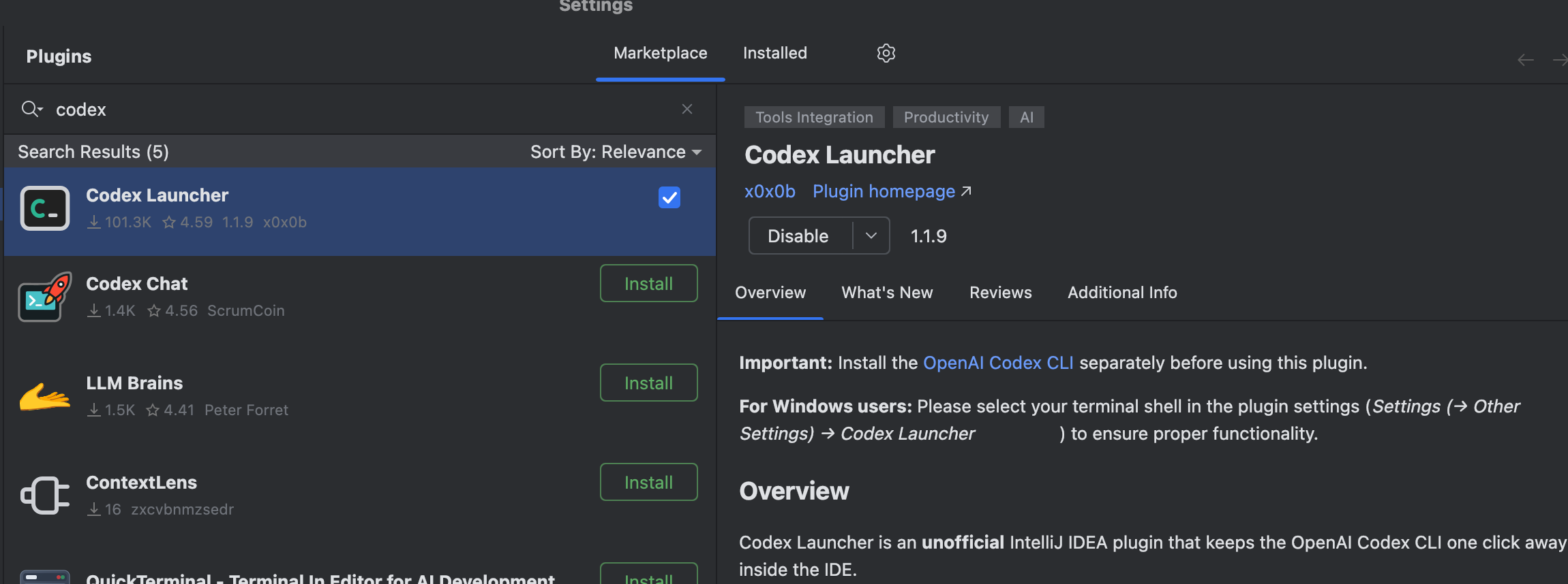 安装Codex Launcher插件